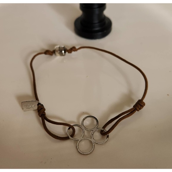 SBDS Cord Charm Bracelet with Silver Tone Connecting Circles & Magnetic Closure - Picture 1 of 7